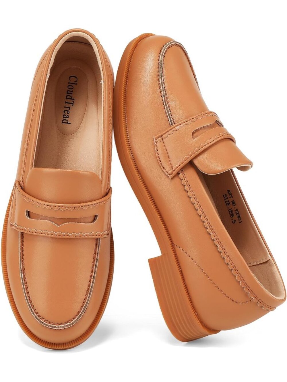 Women's Brown Leather Comfortable Lightweight Moccasins Loafers & Slip-Ons Shoes